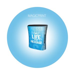 Comptoir ovale long publicitaire personnalisé