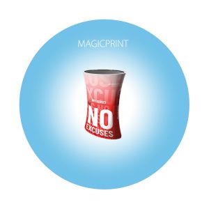 Comptoir ovale en tissu publicitaire personnalisé