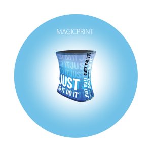 Comptoir salon rectangle personnalisé avec visuel imprimé sur mesure pour stand professionnel