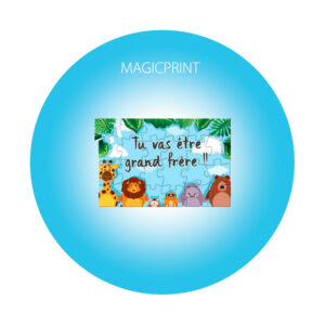 Puzzle format personnalisé avec impression photo haute qualité pour cadeau original et support publicitaire créatif.