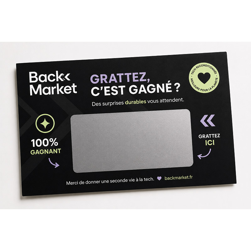Carte à gratter personnalisée avec zone à gratter sur mesure