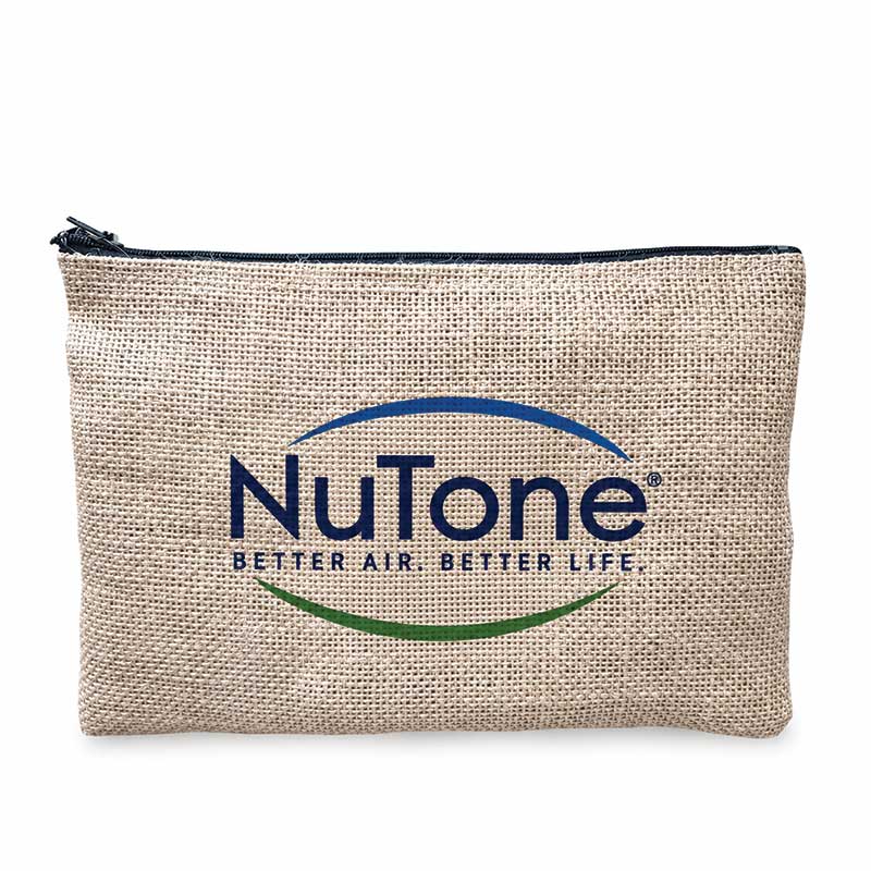 Trousse de voyage personnalisable en jute naturel pour promotion de marque durable