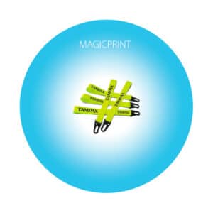 Porte-clés fluo personnalisé avec impression de logo et couleurs vives haute visibilité