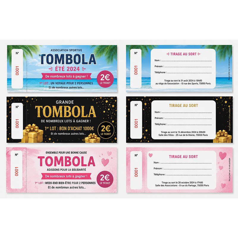 Ticket tombola personnalisé pour association et entreprise