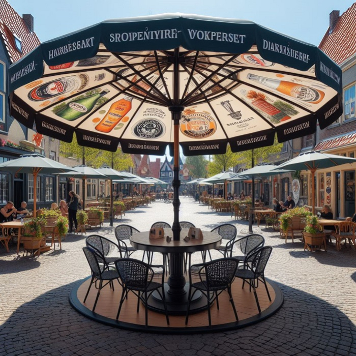 Parasols Publicitaires avec Base : L'Alliance Parfaite de la Marque et de la Fon