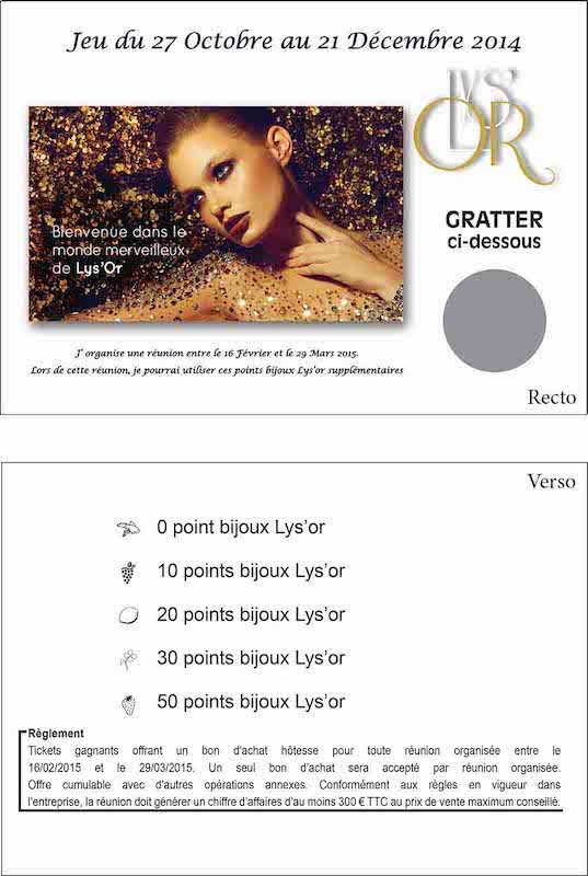 Tickets/cartes à gratter publicitaire - L'OR