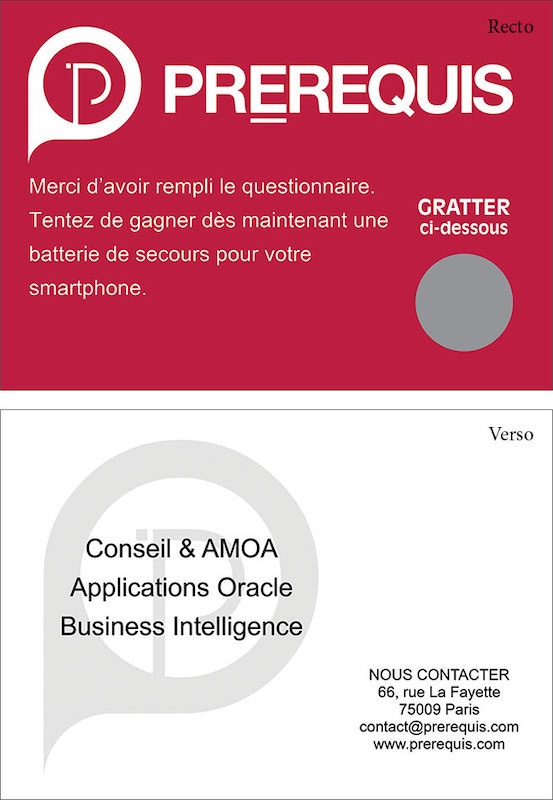 Tickets/cartes à gratter publicitaire - PREREQUIS