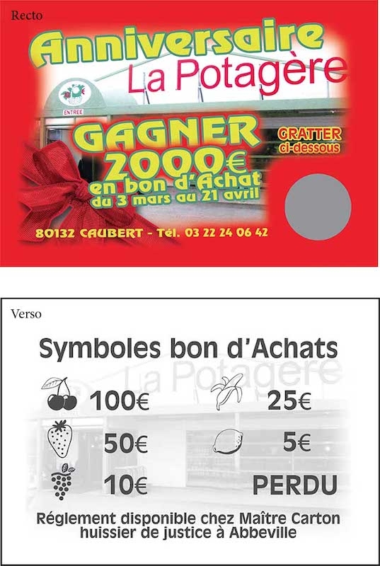 Tickets/cartes à gratter publicitaire - La POTAGERE