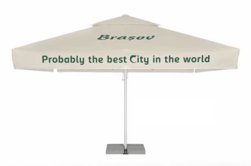 Parasol carré et blanc publicitaire - 4 mètres