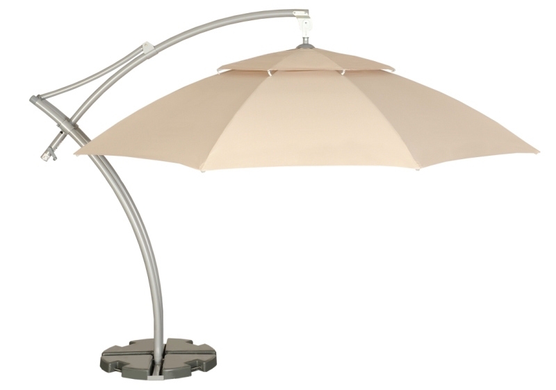 Parasol déporté publicitaire blanc rond 4,2 mètres