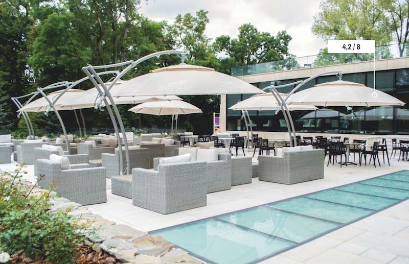 Parasol déporté publicitaire rond 4,2 mètres