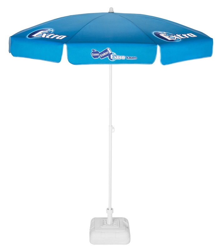 Parasol rond publicitaire marquage bleu 1,80 mètres