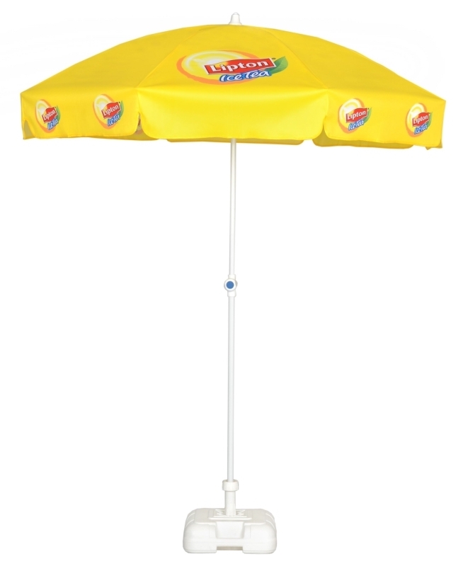 Parasol rond publicitaire marquage jaune 1,80 mètres