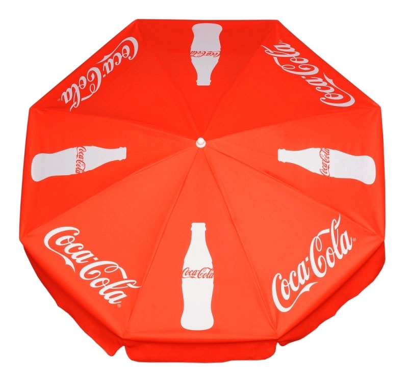 Parasol rond publicitaire personnalisation coca cola 1,80 mètres - vu s'en haut
