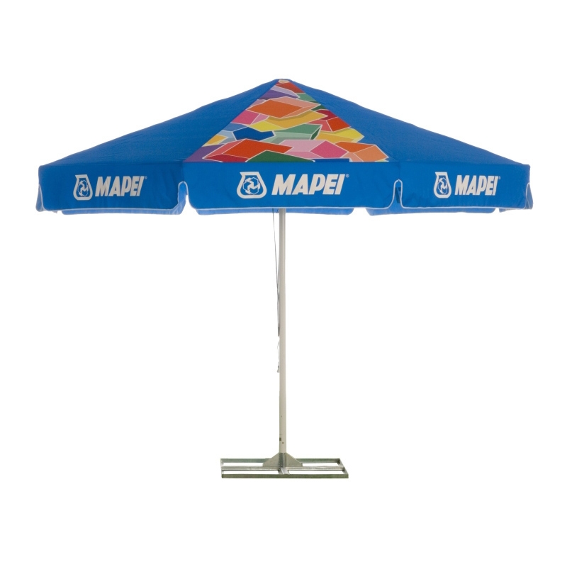 Parasol rond publicitaire marquage bleu - 3 mètres