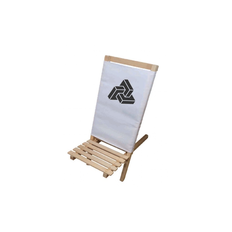 Chaise basse publicitaire impression logo sur fond banc