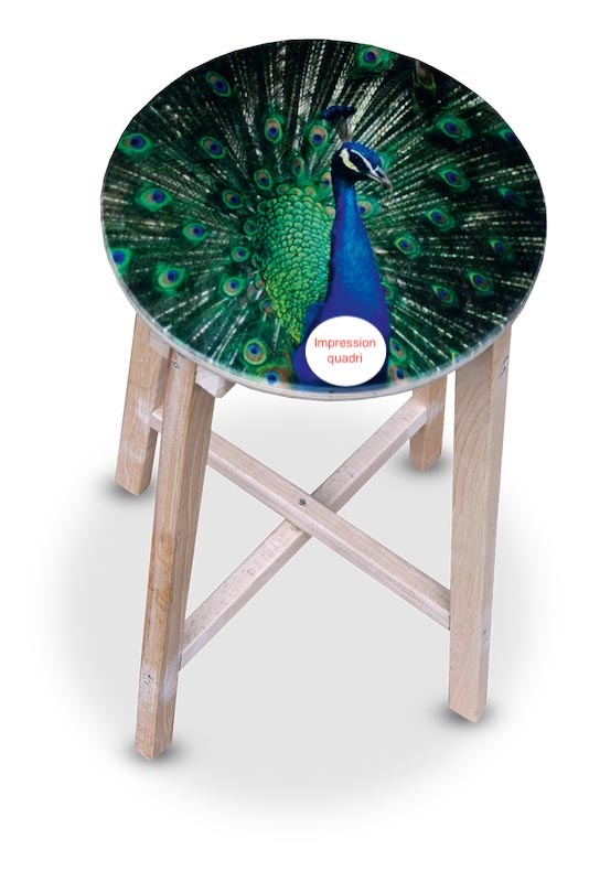 Tabouret pliable publicitaire imprimé en quadrichromie