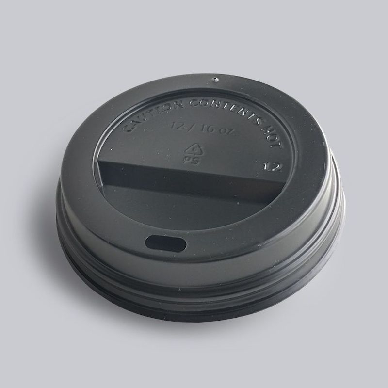 Couvercle plastique noir pour gobelet carton publicitaire