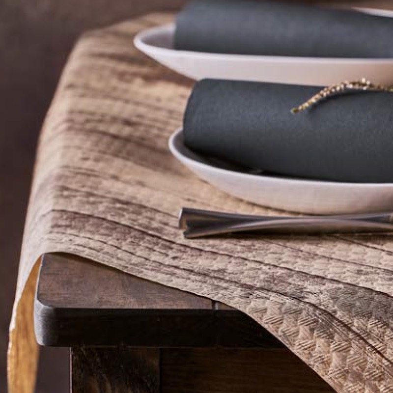 Papier recyclé et kraft : nappe et set de table publicitaires