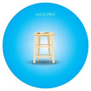 Tabouret pliable publicitaire imprimé en quadrichromie