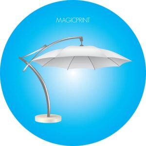 Parasol déporté publicitaire blanc rond 4,2 mètres