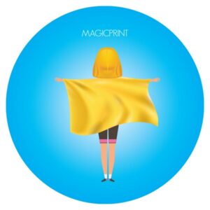 Serviettes poncho enfants publicitaire fond bleu avec logo