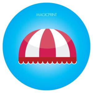 Tente gonflable publicitaire personnalisé fond rouge et logo