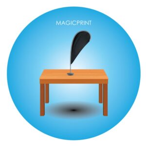 Drapeau publicitaire de table avec mat aluminium