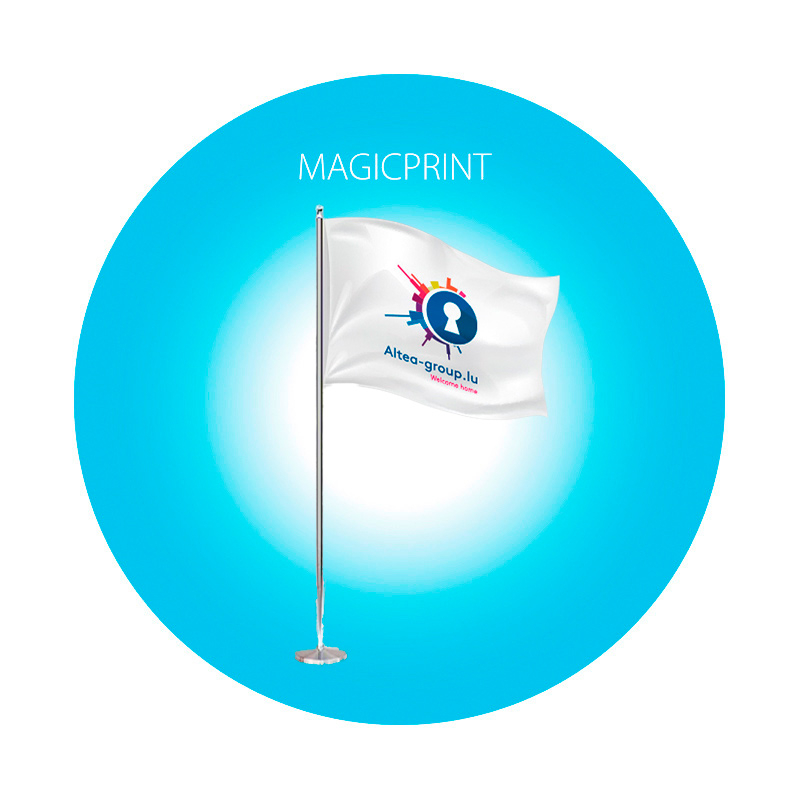 Impression drapeau Mât publicitaire de bureau
