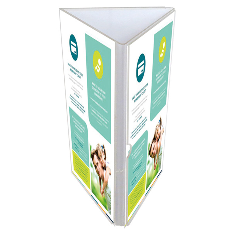 Porte-menu triangulaire, acrylique, 3 x M65