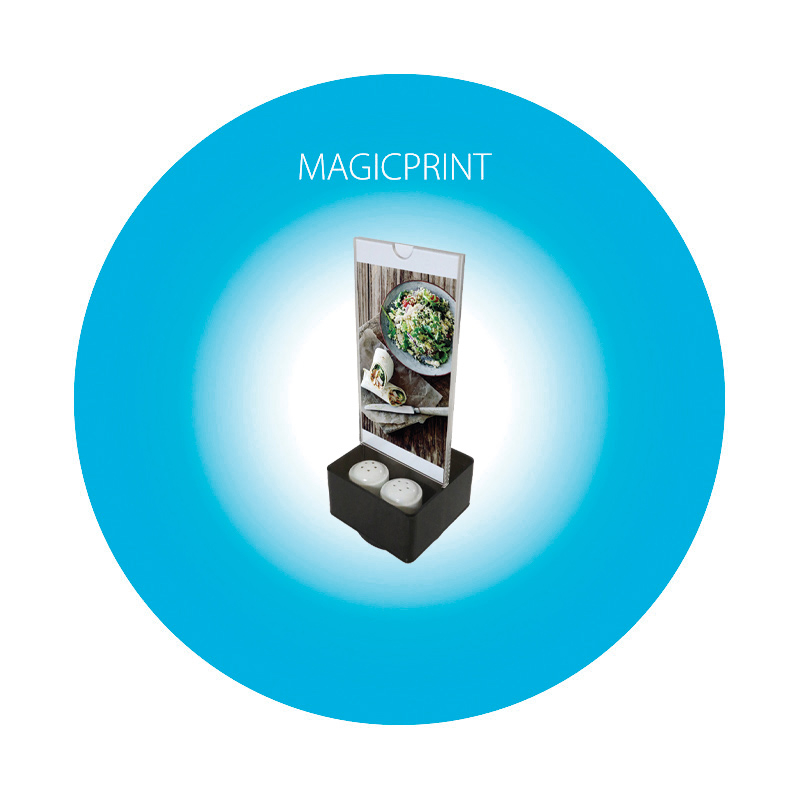 Porte-menu Sel & Poivre, support acrylique M65 personnalisé